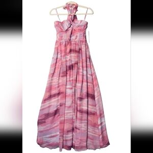 Aqua Strapless Pink Maxi Dress M